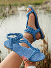 Sun-Kissed Style: Women's Summer 2024 Woven Straw Ribbon Beach Flat Sandals