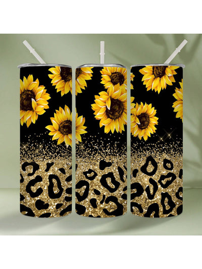 20oz Leopard Sunflower Stainless Steel Tumbler: Perfect Mother's Day Gift