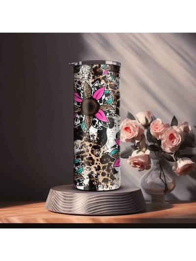 20oz Leopard Sunflower Stainless Steel Tumbler: Perfect Mother's Day Gift