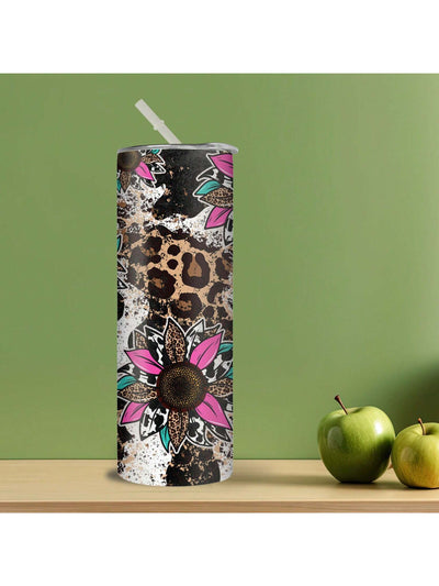 20oz Leopard Sunflower Stainless Steel Tumbler: Perfect Mother's Day Gift