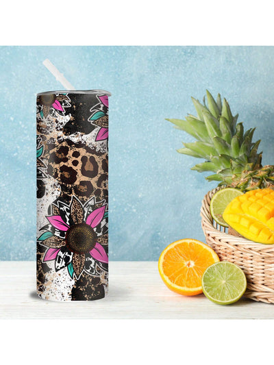 20oz Leopard Sunflower Stainless Steel Tumbler: Perfect Mother's Day Gift