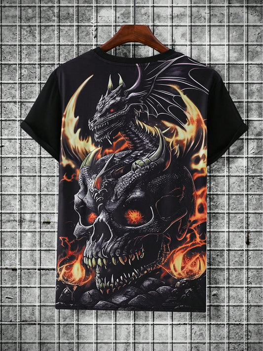 Chic Halloween: Men's Summer Skull Print Round Neck T-Shirt