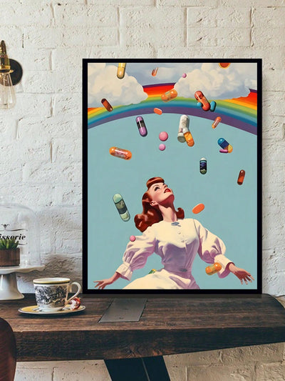 This Retro Starry Night Woman Art Poster depicts a fantasy imagination with double hands crossed. Printed on canvas, this poster is perfect for adding a touch of retro style to any room. Its high-quality print captures every detail, transporting you into a world of wonder and creating a captivating atmosphere.