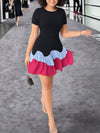 Women's Color Block Patchwork Ruffle Hem Dress: A Fun and Flirty Summer Look