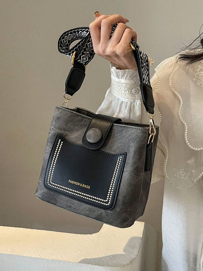 Trendy Mini Single Shoulder Bag with Adjustable Strap & Letter Print