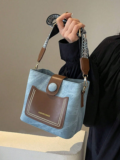 Trendy Mini Single Shoulder Bag with Adjustable Strap & Letter Print