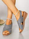 Sleek and Stylish: Summer Silver Buckle Strap Wedge Sandals for Beach Vacations