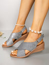 Sleek and Stylish: Summer Silver Buckle Strap Wedge Sandals for Beach Vacations