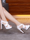 New Arrival: White Sexy High Heels with Platform Peep Toe Pumps for Women - Summer Style