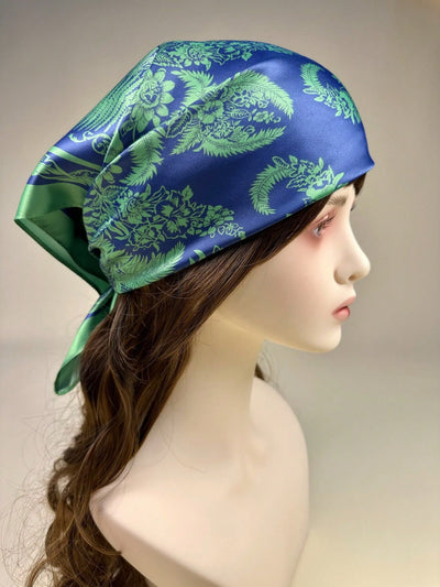 Luxurious Tropical Leaf Print Square Scarf: For the Elegant Woman