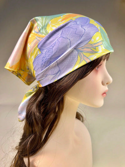 Chic Tropical Leaf Print Square Scarf - Stylish Neckerchief Bandana for Women