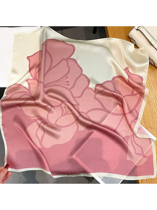 Chic Brown Flowers Twill Silk Scarf: Your Go-To Fashion Accessory for Sun Protection and Style