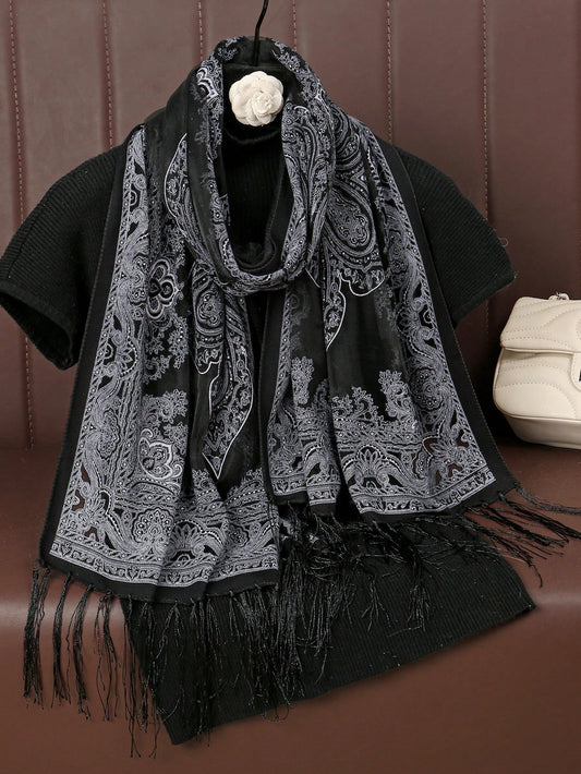 This Stylish Floral Tassel Lace Shawl is the perfect everyday accessory for any fashion-forward individual. The unique floral design and tassel details add a touch of elegance to any outfit. Made with high-quality materials, this shawl offers both style and comfort. Elevate your wardrobe with this must-have accessory.