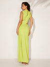 Elegance in Motion: Solid Asymmetric Cut Out Ruched Maxi Dress for Summer Parties