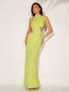 Elegance in Motion: Solid Asymmetric Cut Out Ruched Maxi Dress for Summer Parties