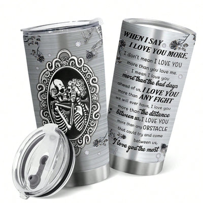 Stainless Steel Skull Tumbler - Perfect Couple Gift for Holidays and Valentines