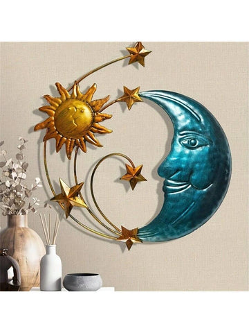 Enhance your backyard with the Rustic Sun Kissing Moon Wall Art. Made of creative iron, this sculpture adds a touch of whimsy to your outdoor space. Perfect as a gift or for your own decorative use, it's a unique and charming addition to any backyard.