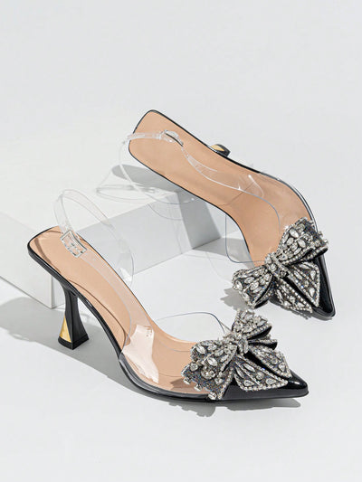 Elegant Rhinestone Bowknot Stiletto Heels for Party and Dancing