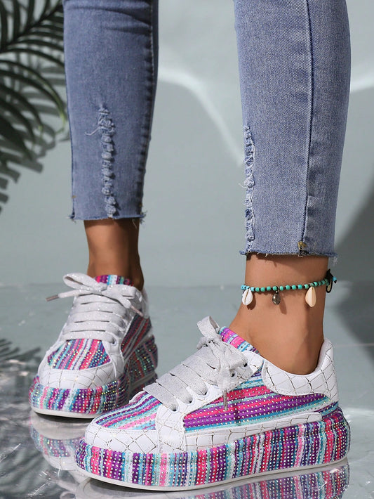These Colorful Stars Graffiti Outdoor Sports Shoes offer a European-style, thick-soled design with an anti-slip round toe for women. Perfect for outdoor activities, these shoes provide both style and practicality. With a unique graffiti design and sturdy construction, these shoes are sure to become a go-to for any active woman.