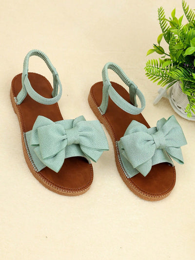 Chic British-Inspired Green Bowknot Slingback Sandals for Effortless Style