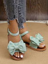 Chic British-Inspired Green Bowknot Slingback Sandals for Effortless Style