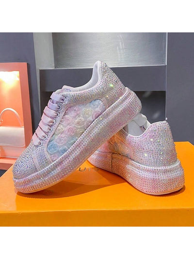 Rainbow Lace Flower Power: Summer-ready Casual Sponge Cake Shoes for Women