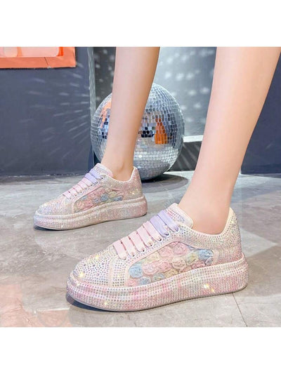 Rainbow Lace Flower Power: Summer-ready Casual Sponge Cake Shoes for Women