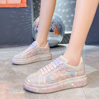 Rainbow Lace Flower Power: Summer-ready Casual Sponge Cake Shoes for Women