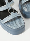 Outdoor Chic: Blue Square Toe Sandals for Summer Vacations