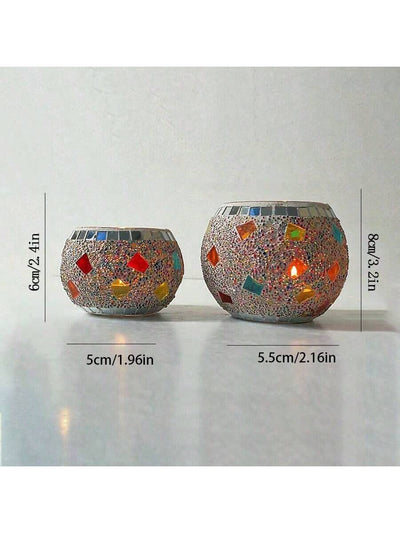 European Elegance: Flag Mosaic Glass Ball Candlestick for Candlelight Dinners and Home Decoration