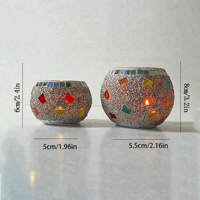 European Elegance: Flag Mosaic Glass Ball Candlestick for Candlelight Dinners and Home Decoration