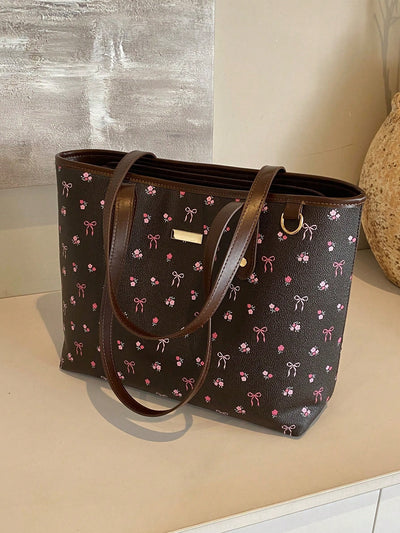 Chic Floral PU Tote Bag: Fashionable, Waterproof, and Perfect for Daily Use