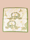 Stylish Bandana Style Silk Scarf with Retro Lotus Flower Print - Perfect for Neck, Head, and Sun Protection