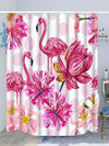 Flamingo Paradise: Waterproof Bathroom Shower Curtain with Hooks