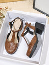 Step into Summer: High Heel Chunky Leather Shoes with Anti-Slip Platform