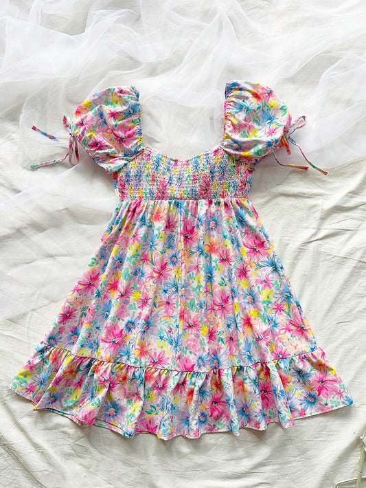 Flower Power: Women's Vacation Watercolor Romantic Flowers Dress