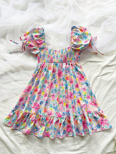 Flower Power: Women's Vacation Watercolor Romantic Flowers Dress