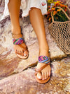 Summer Chic: Floral Fabric Roman Strap Flat Sandals