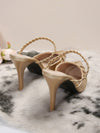 French Chic: Gold Summer Elegant High-Heeled Single Shoes with Shiny Strap