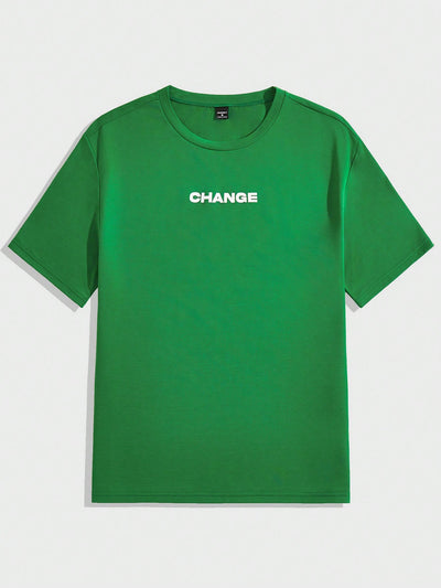 Men's "Change" Letter Graphic Tshirt: Elevate Your Street Style