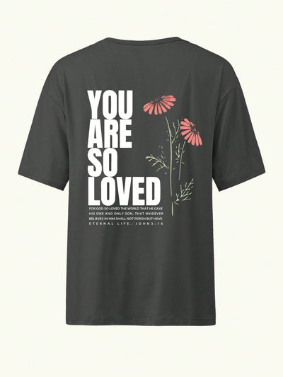 Blooming Comfort: Floral Slogan Print Oversized T-Shirt for Summer