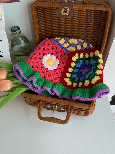 Chic Handmade Knitted Flower Bucket Hat: A Sweet Fashion Statement for Spring and Summer