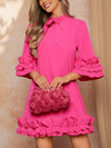 Elegant Tiered Ruffle Hem Tie Collar Dress for Women