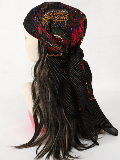 Fashionable Multicolored Bandana Scarf: A Golden Foil Print For Stylish Ladies - Perfect Holiday Gift!