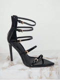 Multi strap stiletto heels with glossy patent finish image 4
