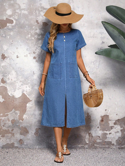 Beachside Bliss: Double Pocket Denim Dress for Resort Getaways