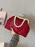 Romantic Wine Red 3D Flower Handbag with Faux Pearl Detailing - Perfect for Special Occasions