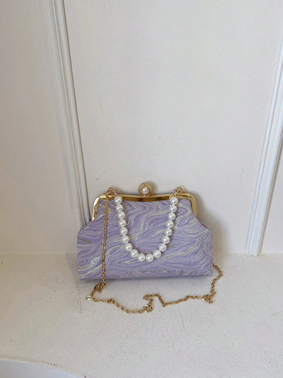 Chic Purple Gradient Moire Print Handbag: The Ultimate Evening Accessory