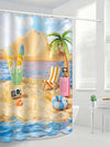 Tropical Paradise Shower Curtain - Modern Coconut Tree Beach Print Design