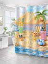 Tropical Paradise Shower Curtain - Modern Coconut Tree Beach Print Design